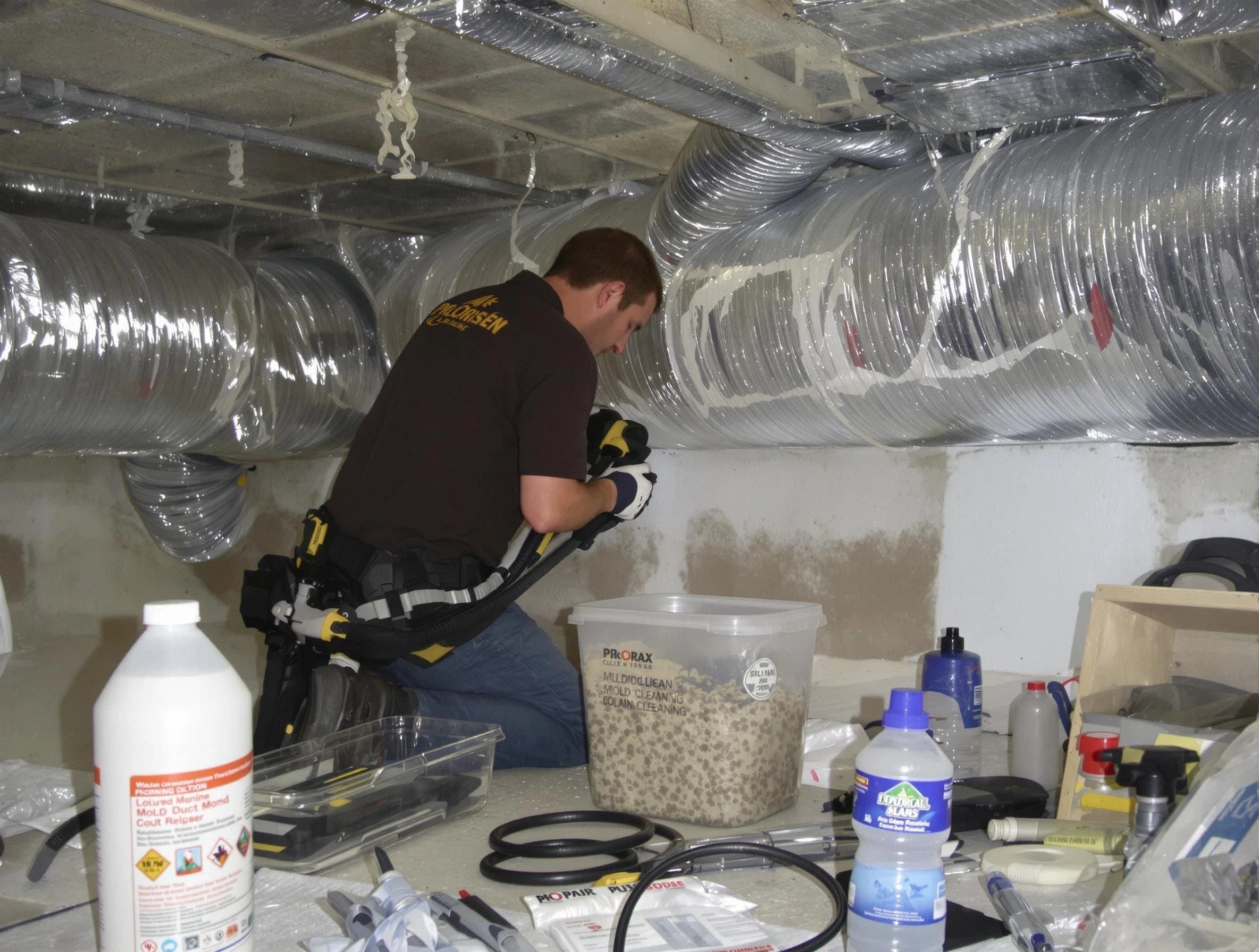 Mount Olive Air Duct Cleaning specialist performing professional mold removal from air ducts in Mount Olive