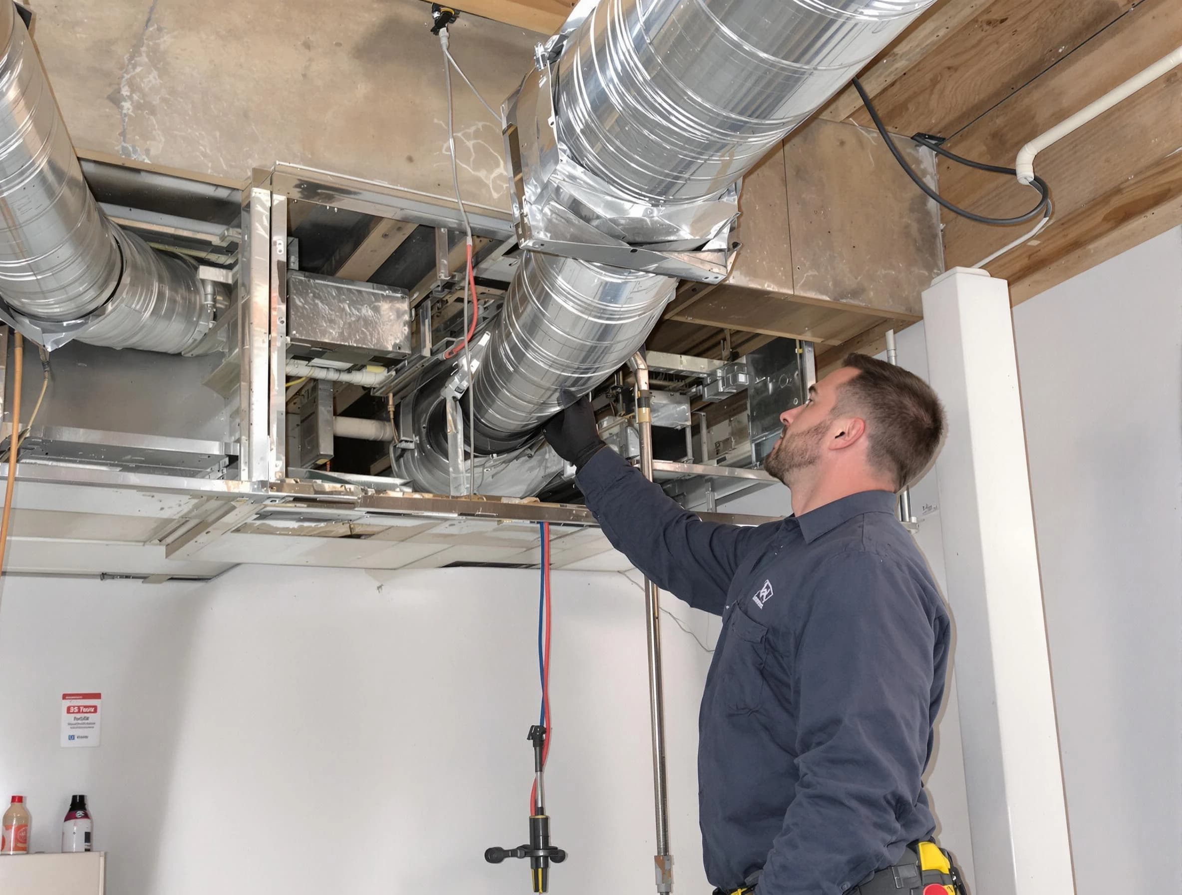 Mount Olive Air Duct Cleaning technician performing professional air duct repair using specialized tools in Mount Olive