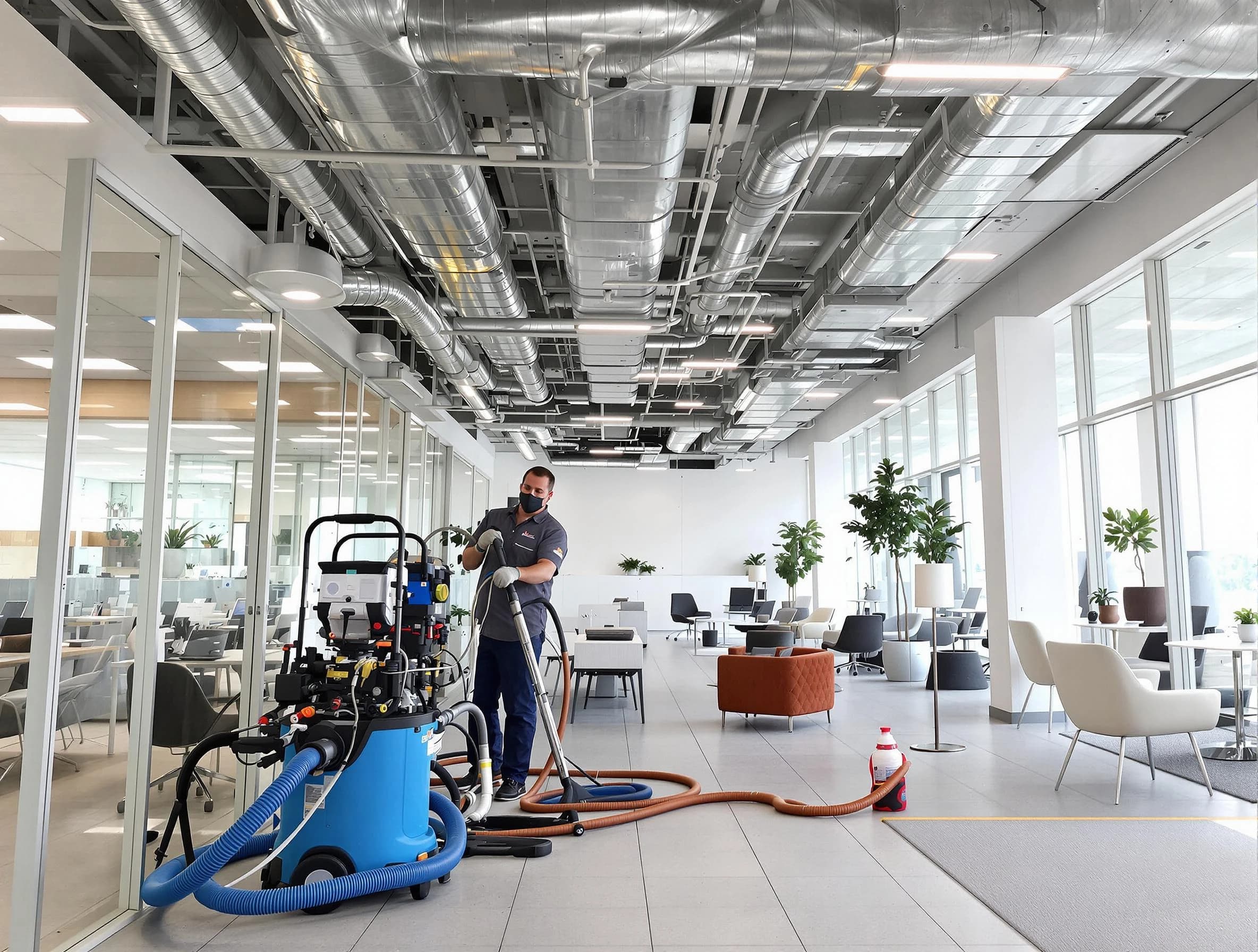 Mount Olive Air Duct Cleaning team conducting comprehensive commercial duct cleaning at a business location in Mount Olive