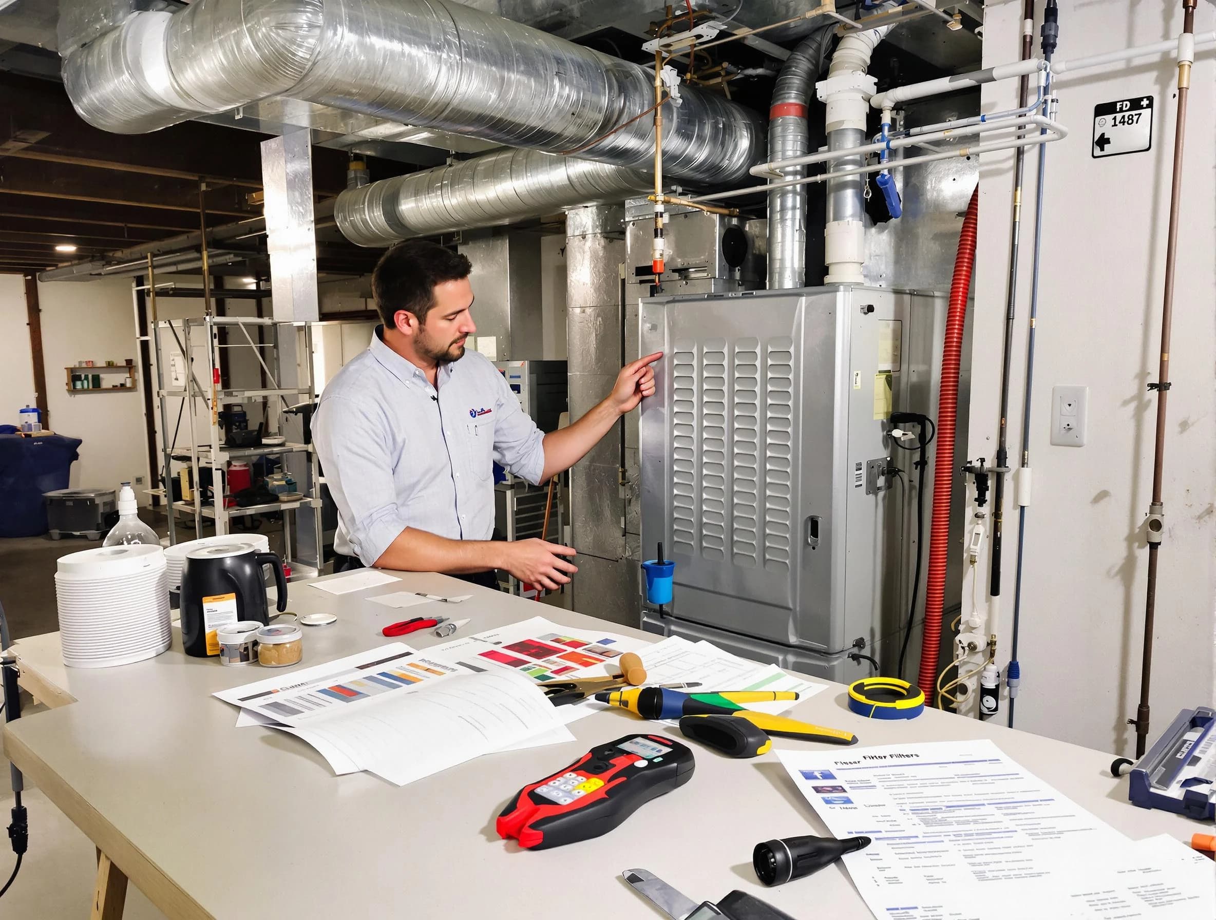 Mount Olive Air Duct Cleaning inspector conducting detailed filter system evaluation using professional diagnostic tools in Mount Olive