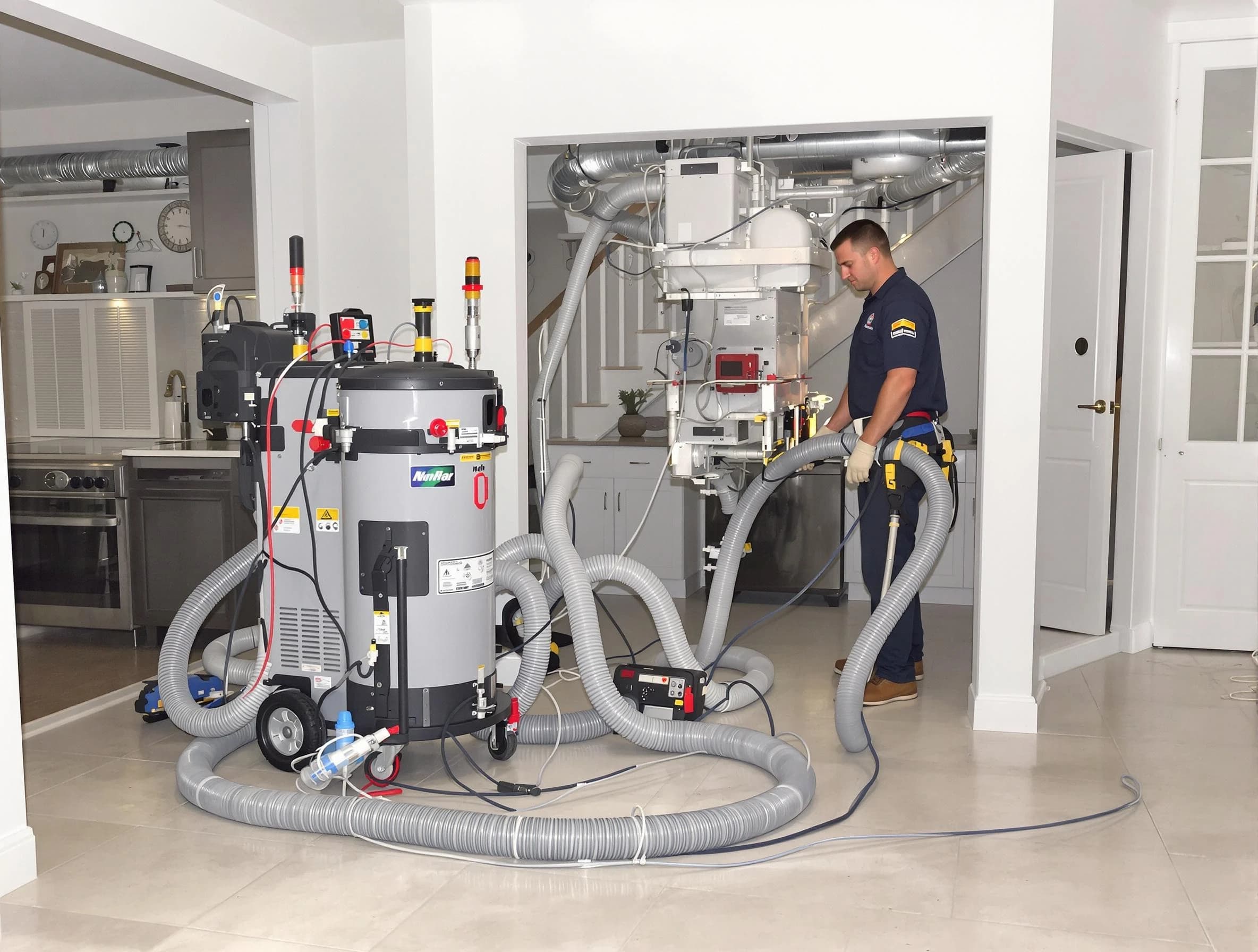 Mount Olive Air Duct Cleaning technician operating negative pressure cleaning equipment for thorough duct maintenance in Mount Olive