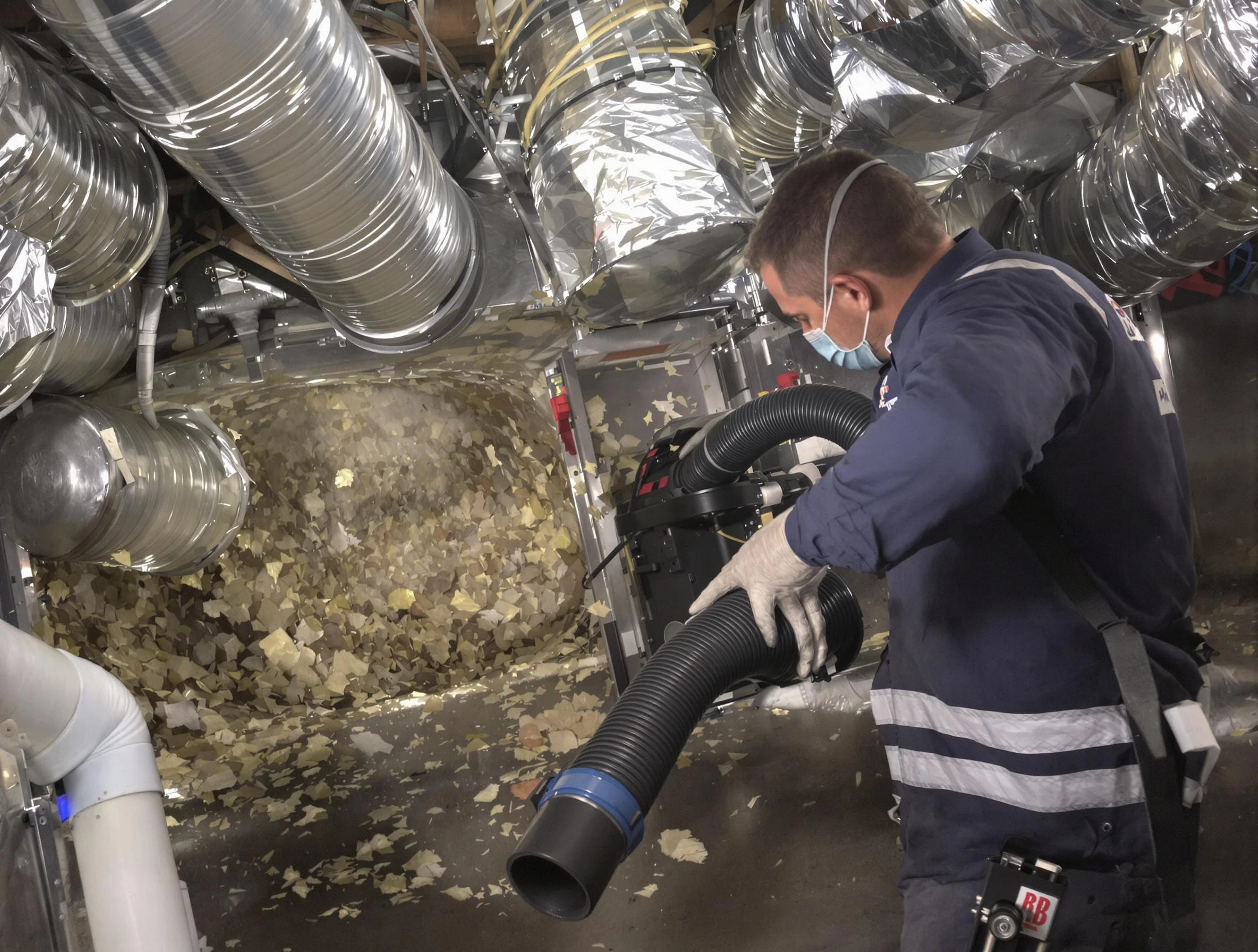 Mount Olive Air Duct Cleaning specialist operating negative pressure cleaning equipment for thorough duct maintenance in Mount Olive
